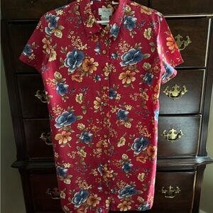 Talbots - red flowery dress, size 12P.